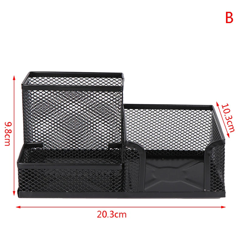 Desk Stationery Organizer Creative Metal Pen Holder Pencil File Storage Rack 3 Grid Storage Box Office Desktop Accessories