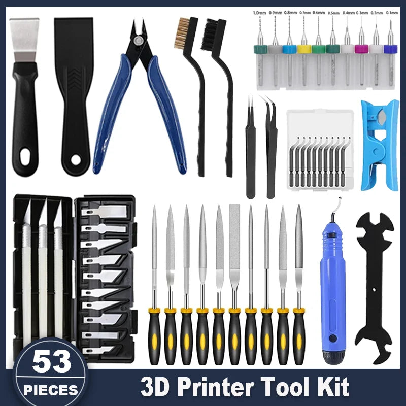 3D Printer Tools Kit – 53-Piece Set for FDM & SLA Printers
