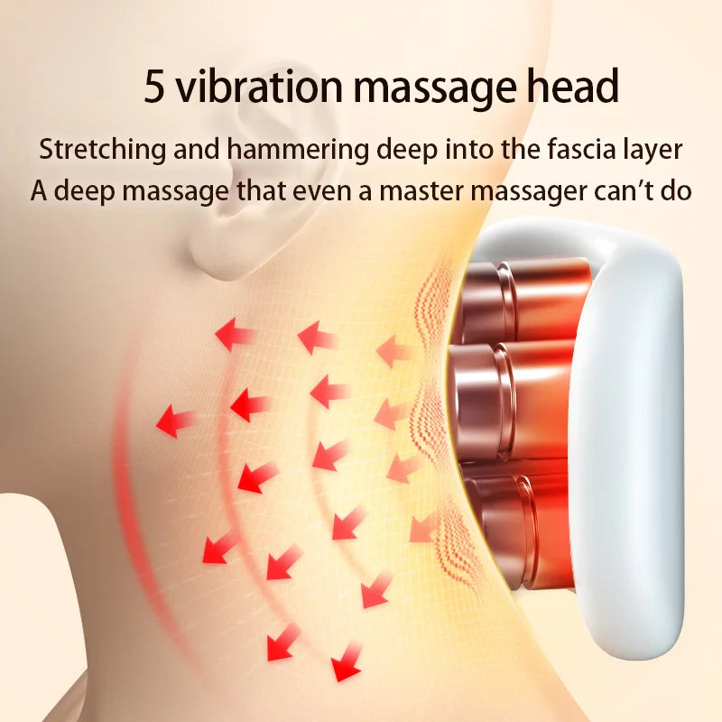 RedLight Smart Neck Massager – Portable Cervical Vibrator with Red Light Therapy