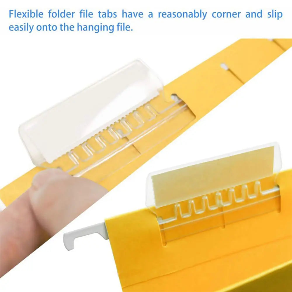 60 Pcs File Folder Tabs Hanging File Folder Tabs with Blank Inserts 2 Inches PVC Tabs for Hanging Folders Quick Identification