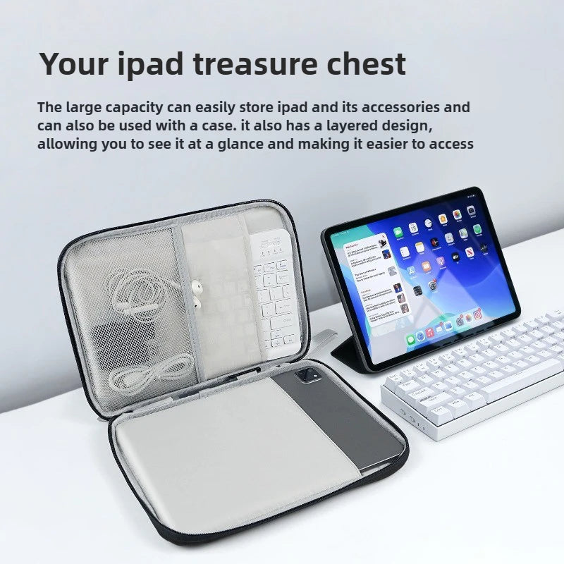 Tablet Bag Sleeve – Universal Shockproof Pouch with Multi Pockets (7.9"–12.9")
