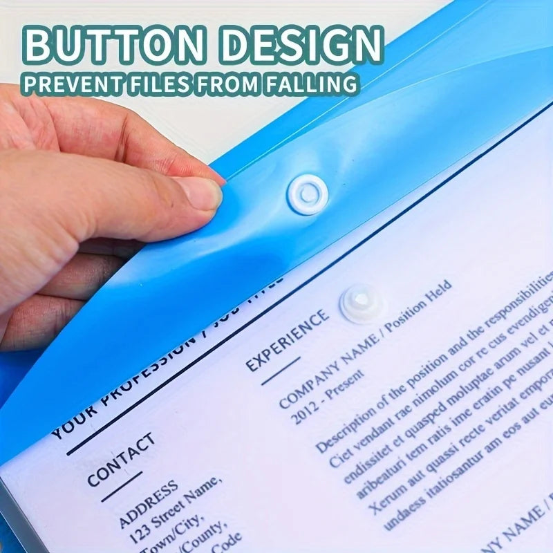 6/12pcs A4 Expanding File Folders with Push-Button 11-Ring Binder Pockets - PP Plastic Document Organizer with Locking Mechanism