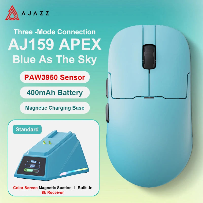 AJAZZ AJ159 APEX Wireless Gaming Mouse – PAW3950, RGB & Magnetic Charging