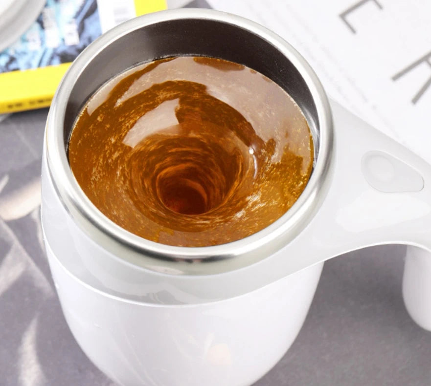 SpinSip Self-Stirring Magnetic Stainless Steel Mug – Auto Mixing Coffee Cup