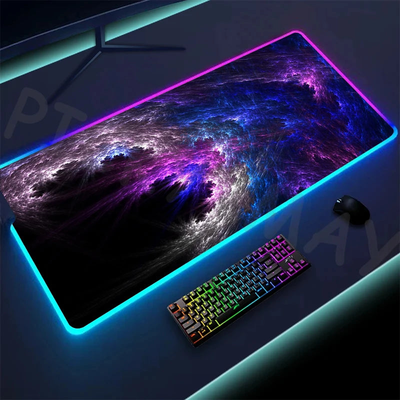 Cosmic Glow RGB XL Gaming Desk Mat – LED Backlit Space Mouse Pad (XXL)