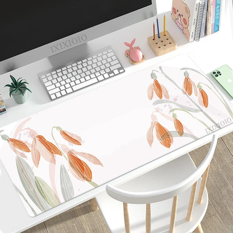 Minimalist Abstract Floral Art XL Mouse Pad – Aesthetic XXL Desk Mat | Soft Non-Slip Rubber Gaming & Office Mousepad Table Protector