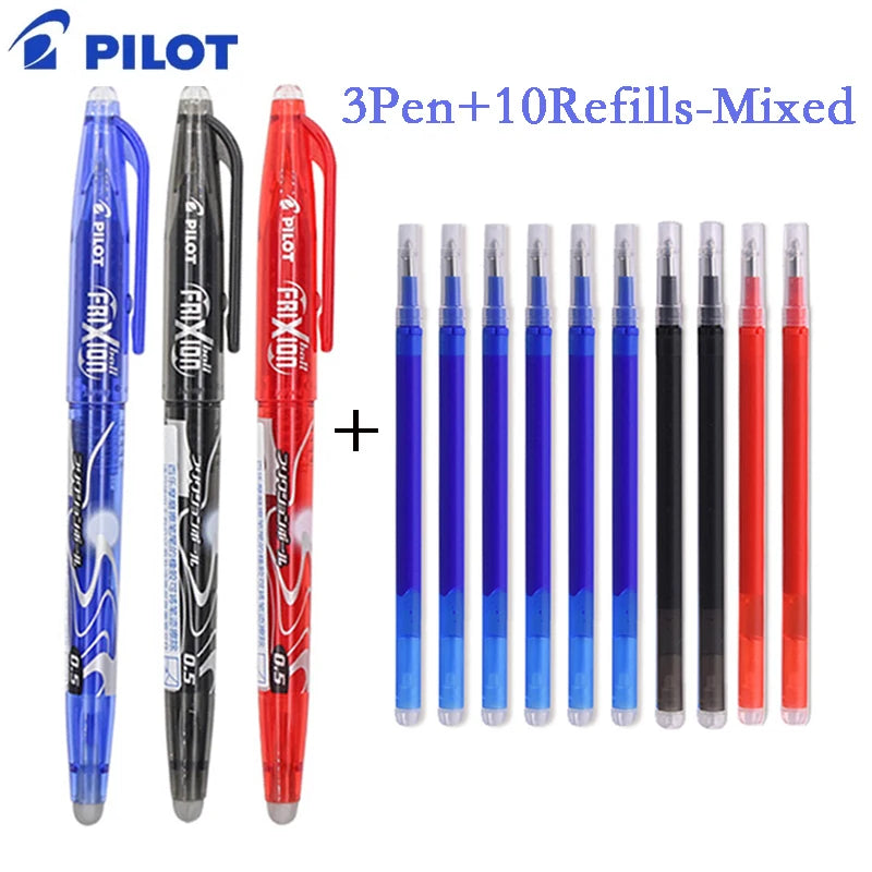 Pilot Frixion Erasable Gel Pen Set – 0.5mm, Blue / Black / Red with Refills