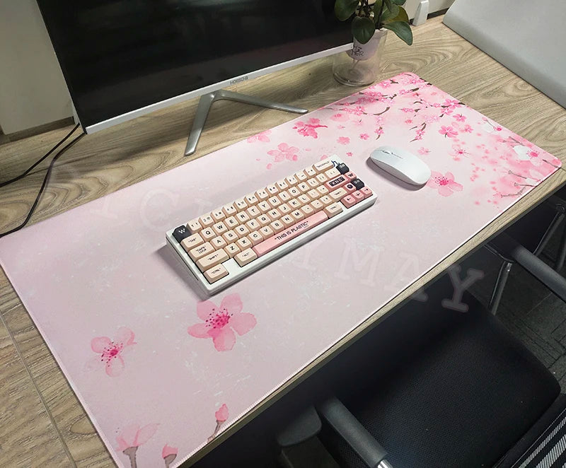 Sakura Bloom XL Desk Mat – Pink Cherry Blossom Gaming Mouse Pad (Extended Keyboard Mat)