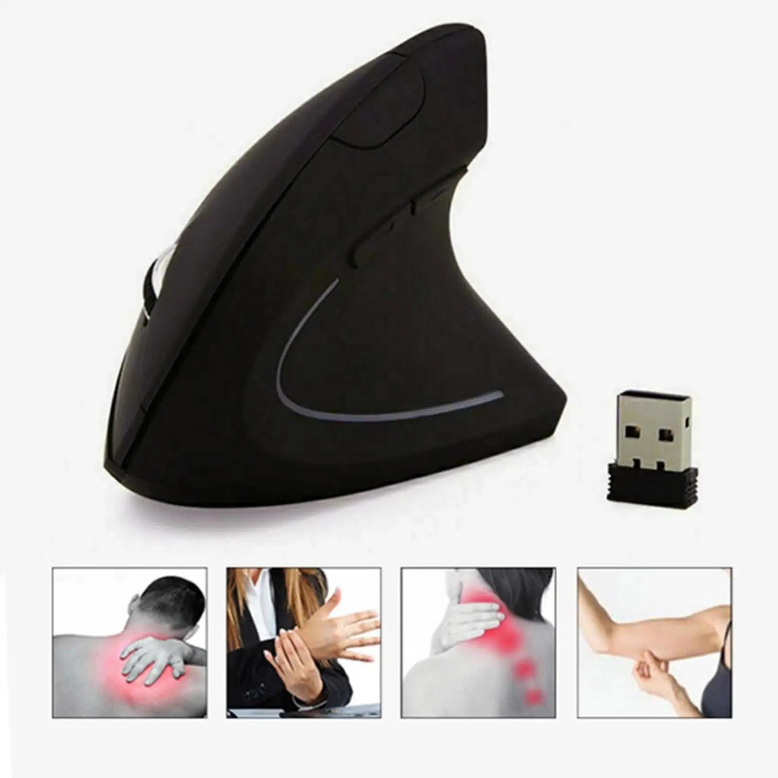 2.4G Wireless Mouse Vertical Game Mouse Ergonomics 1600DPI PC Laptop Office Mini Game Mouse