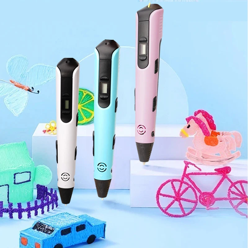 GlowPen Kids 3D Pen – PLA Filament, Power Adapter & Travel Case, Birthday Gift