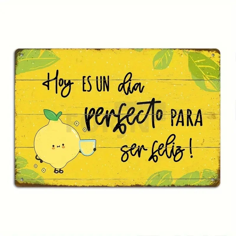 Spanish Inspirational Quote Poster,Spain Wall Art Metal Sign,Black and White Minimalist Painting,Gift for Home Room Office Decor