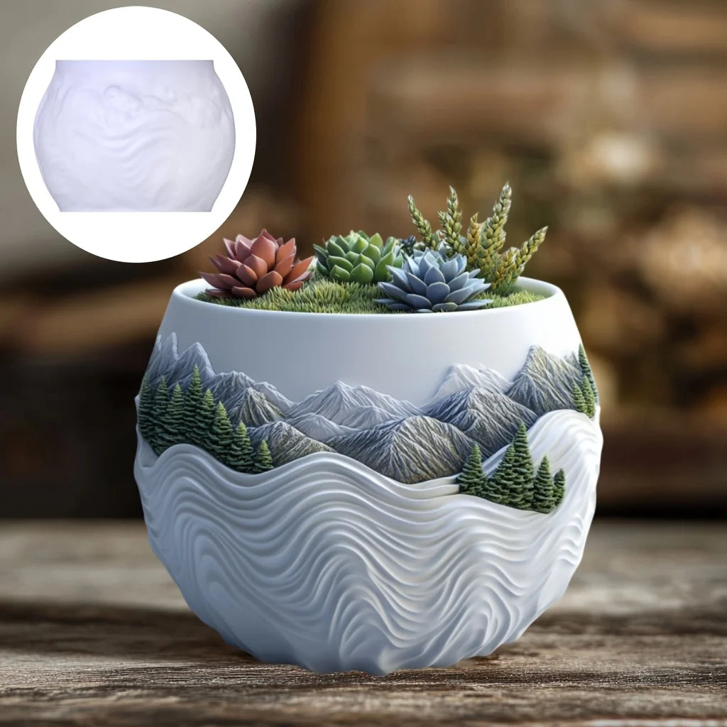 Mountain relief succulent plant flowerpot resin silicone mold mountain stream flowing water storage box candle cup gypsum molds