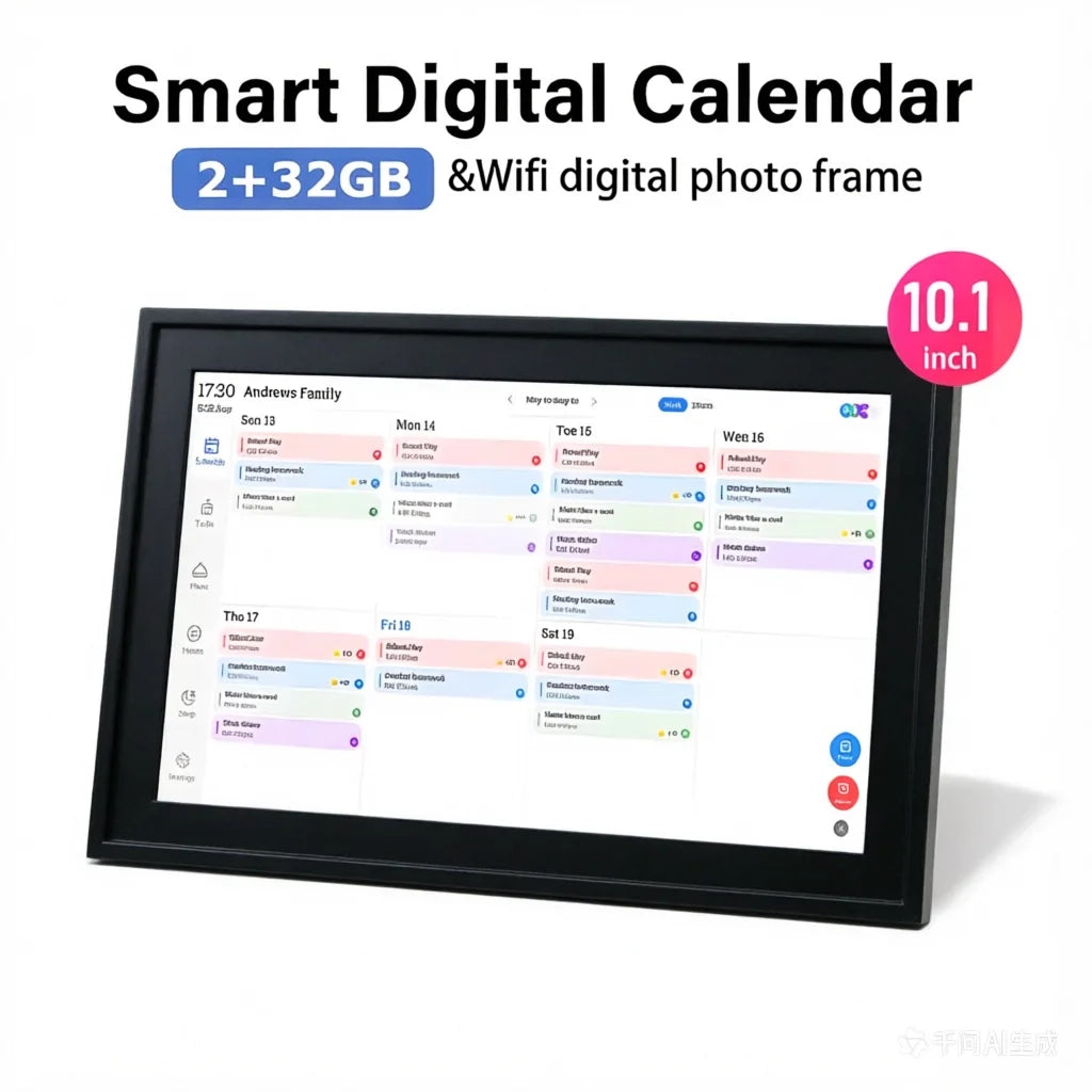 FotoFrame 10.1" Smart Digital Calendar & Photo Frame – Touchscreen Family Organiser with Voice & Auto-Rotate