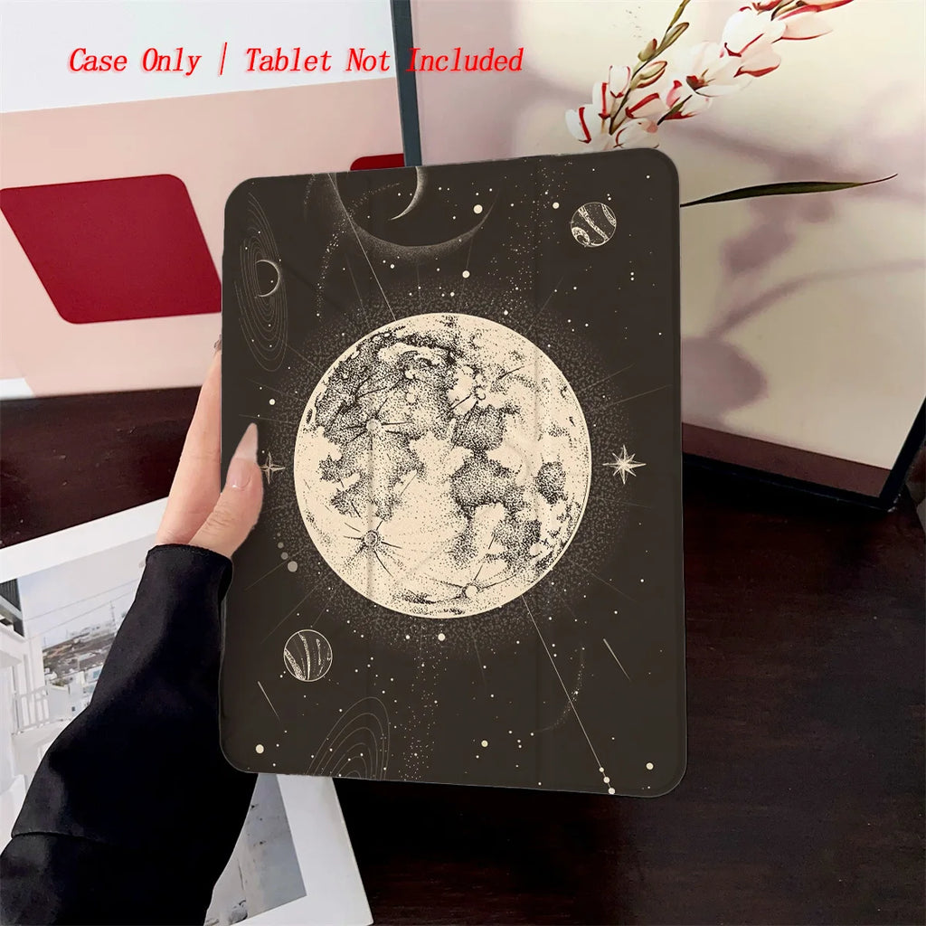 Starry Sky & Moon Y-Fold iPad Case – Shockproof TPU Cover for iPad Pro 11, Air 4, Mini 6 & 10th Gen