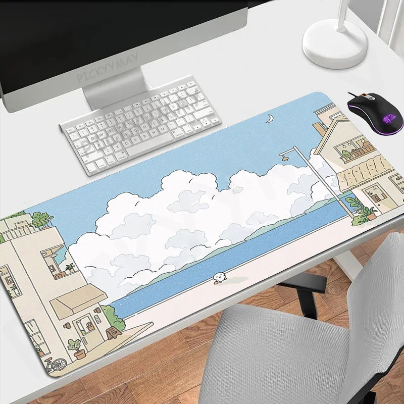 Kawaii Cloud XL Gaming Desk Mat – Cute Mouse Pad (XXL 90×40cm)