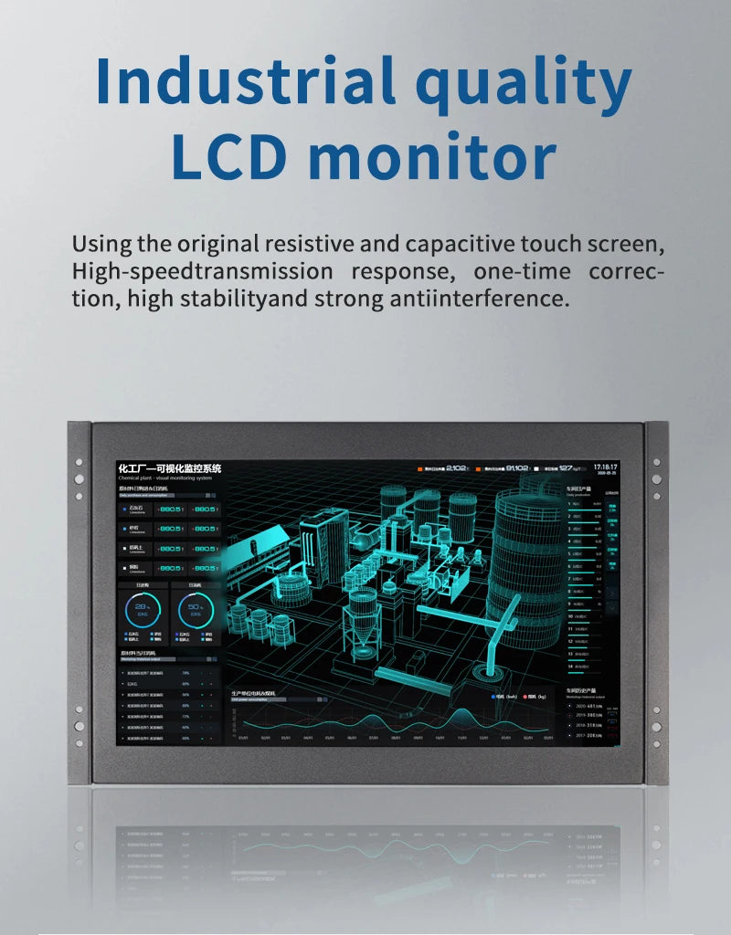 15.6" Industrial Open Frame Touchscreen Monitor – 1080P Capacitive 10-Point Touch, VESA Wall Mount, HDMI & VGA