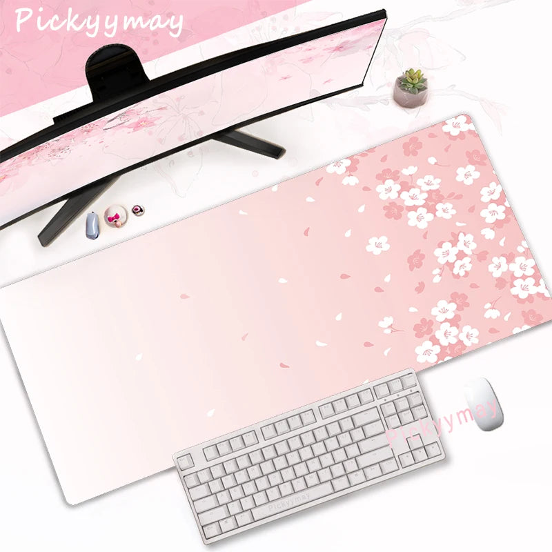 Sakura Bloom XL Desk Mat – Pink Cherry Blossom Gaming Mouse Pad (Extended Keyboard Mat)