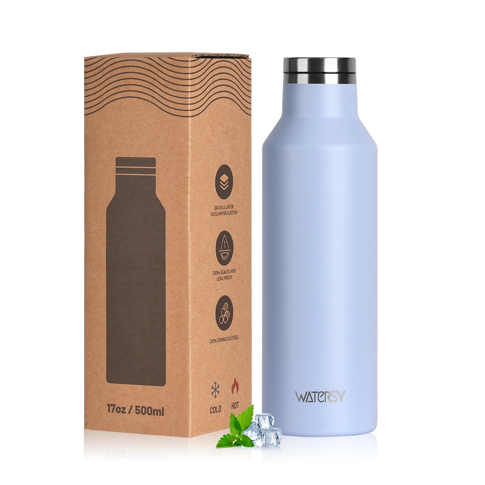 WATERSY Stainless Steel Thermal Cup – 350ml / 500ml, Vacuum Flask for Coffee & Sport
