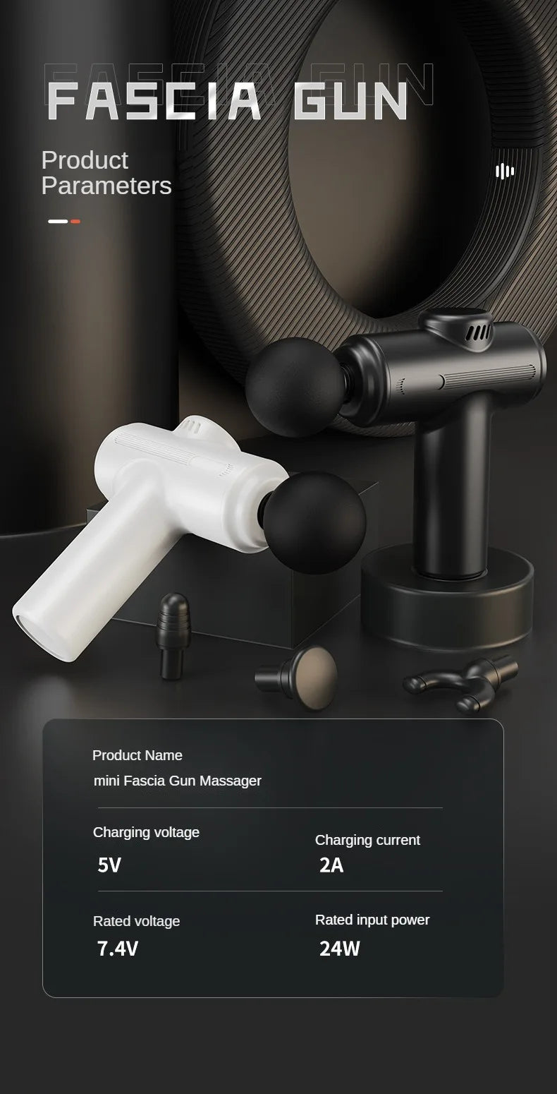 MiniGun USB Electric Massage Gun – Mini Deep Tissue, 8 Heads for Body & Face
