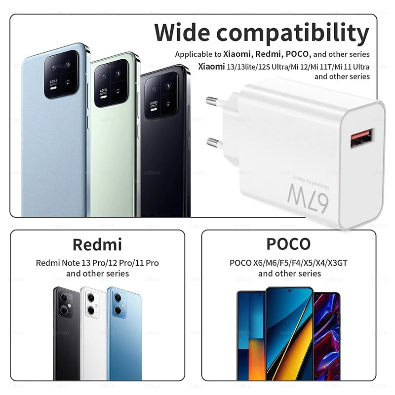Xiaomi 67W Fast Charger – USB-C Power Adapter for Mi, POCO & Redmi