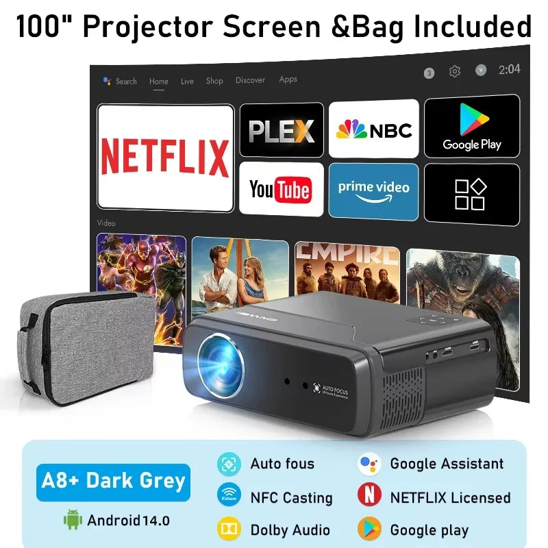 CinemaX A8 Google TV 4K Smart Projector
