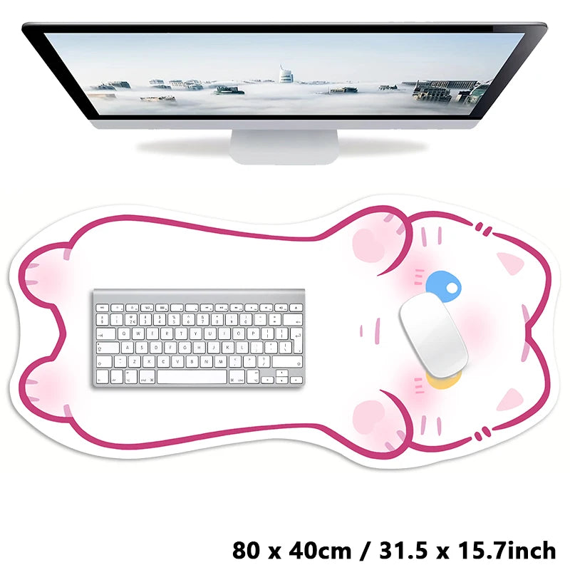Kawaii Tortoiseshell Cat XXL Desk Mat – Pink & Black Cute Kitty Mouse Pad