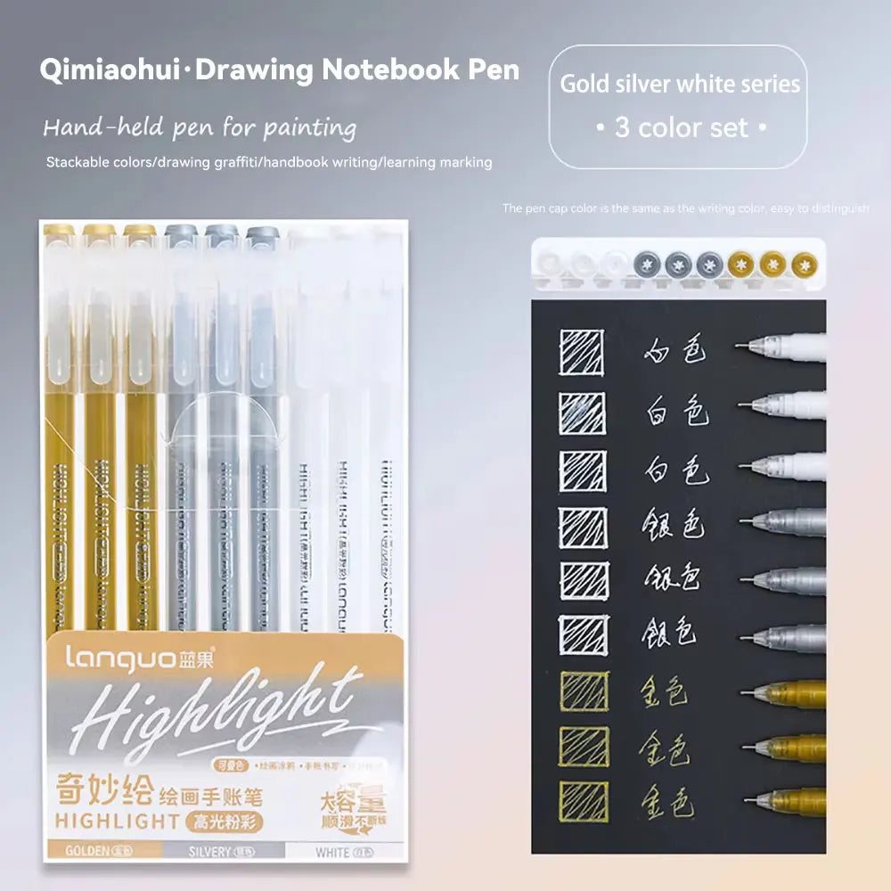 Languo 27-207 Colour Gel Pen & Marker Drawing Set – Student DIY Art Pens