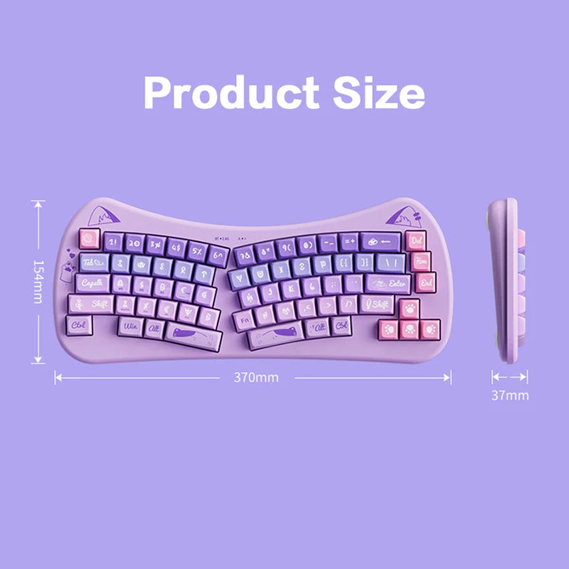 PurrBoard 68 – Ergonomic Split Wireless Keyboard | Bluetooth + 2.4G + Cat Keycaps