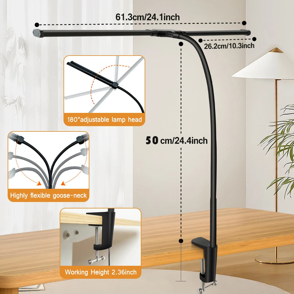 Double Single Head Led Clip Desk Lamp Dimmable Computer Table Lamps Monitor Light Architect Table Lamp for Office Reading Lights