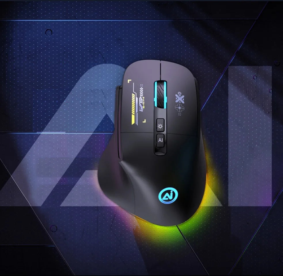 Inphic A9 Pro Three-Mode Gaming Mouse – RGB Light Pillar, 12800 DPI & Macro Driver
