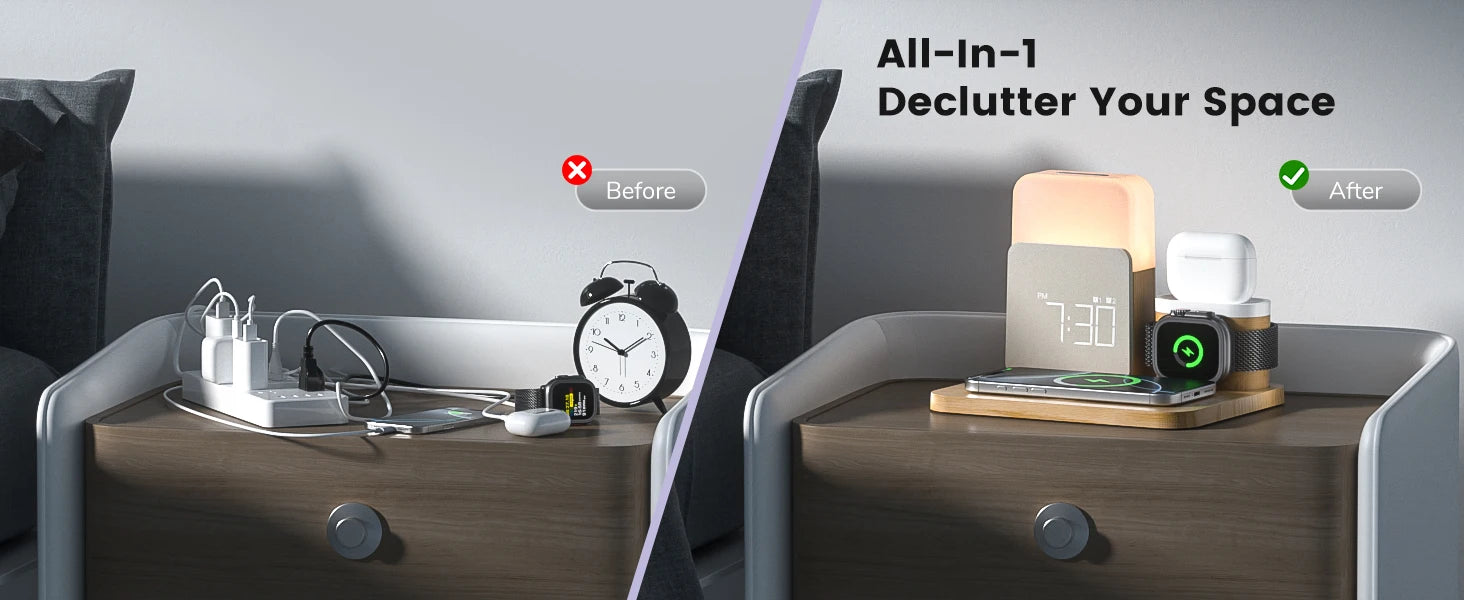 MagClock 7-in-1 MagSafe Alarm Clock – Wireless Charging for iPhone, Watch & AirPods