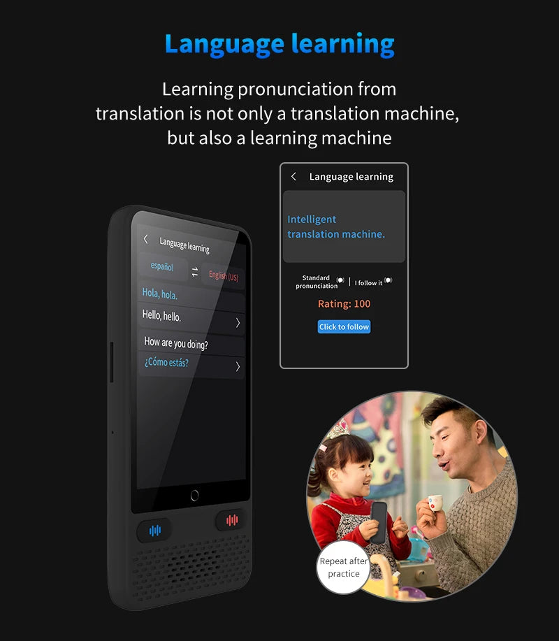LinguaAI Voice Translator Device – 138 Languages, ChatGPT & Real-Time Two-Way
