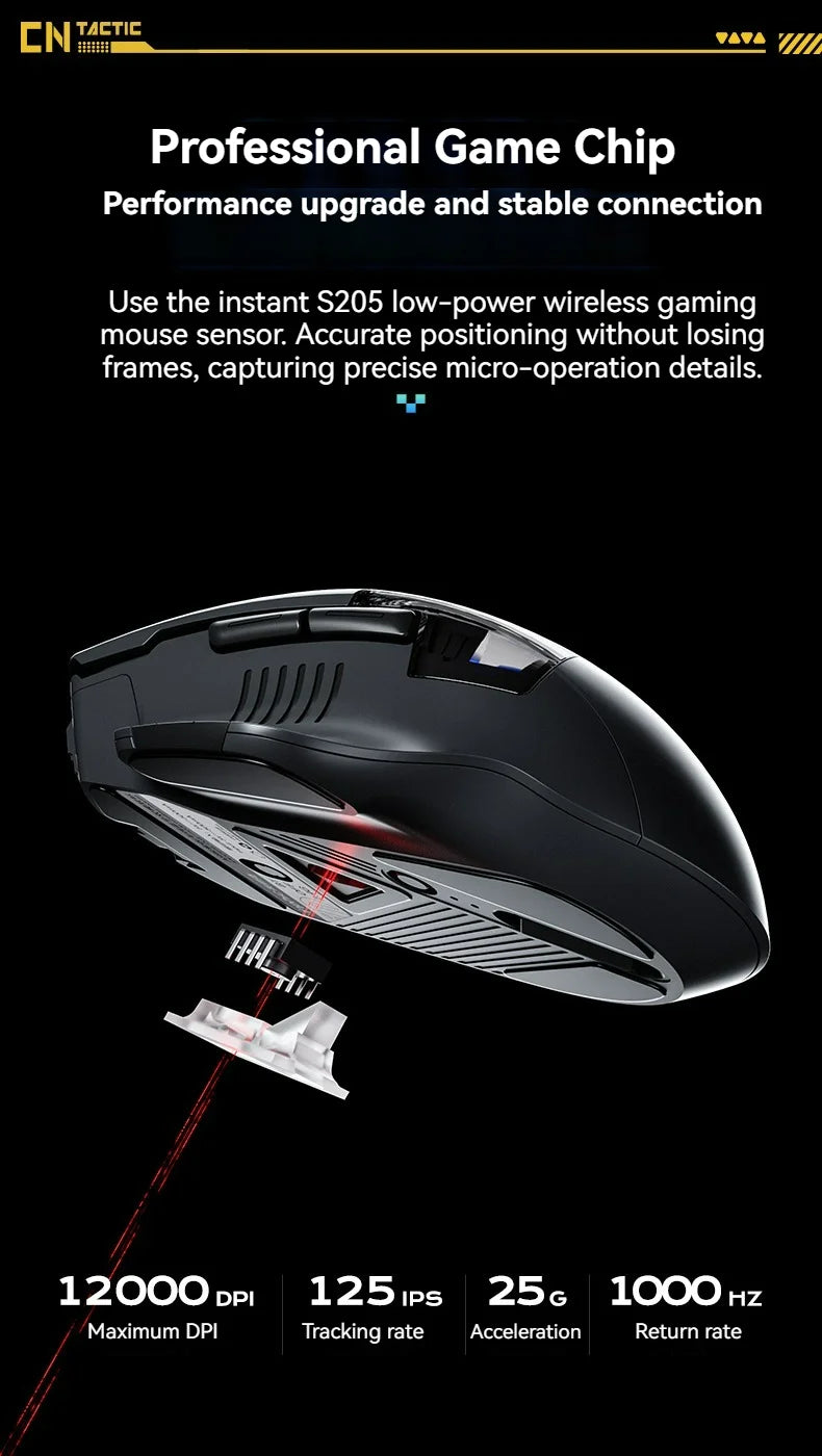 Inphic A9 Pro Tri-Mode Gaming Mouse – 12800 DPI, RGB Light Pillar & Macro Driver