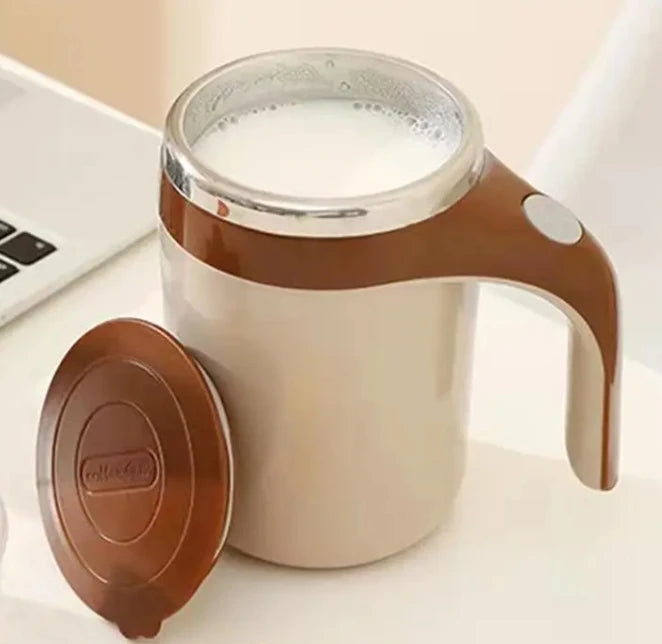 SpinSip Self-Stirring Magnetic Stainless Steel Mug – Auto Mixing Coffee Cup