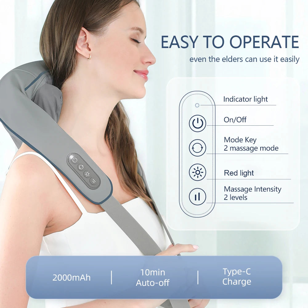Foreverlily 26W Brushless Neck & Shoulder Kneading Massage Shawl – Wireless