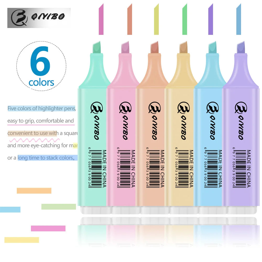 Macaron Pastel Highlighter Set – Soft Color Chisel Tip Markers