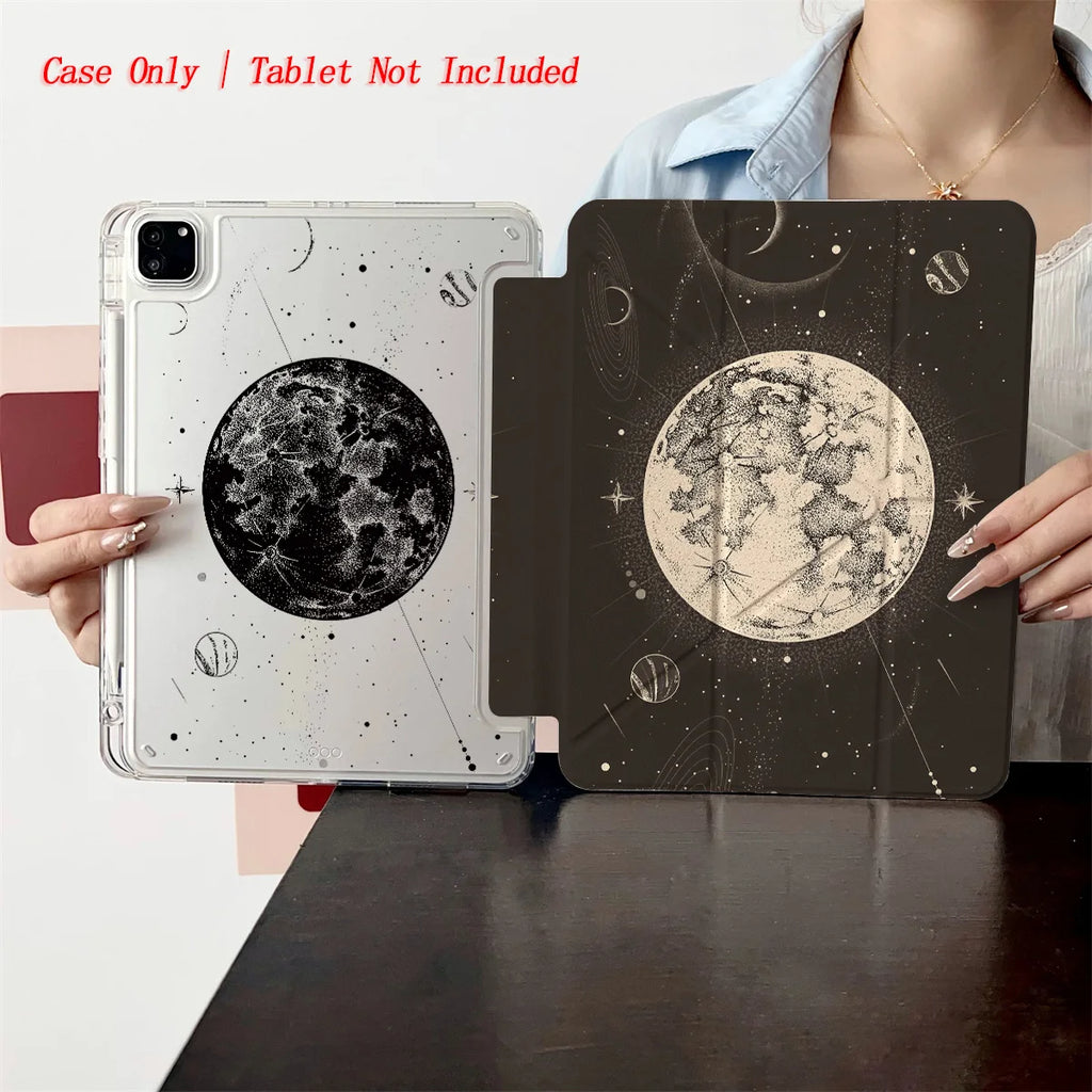 Starry Sky & Moon Y-Fold iPad Case – Shockproof TPU Cover for iPad Pro 11, Air 4, Mini 6 & 10th Gen