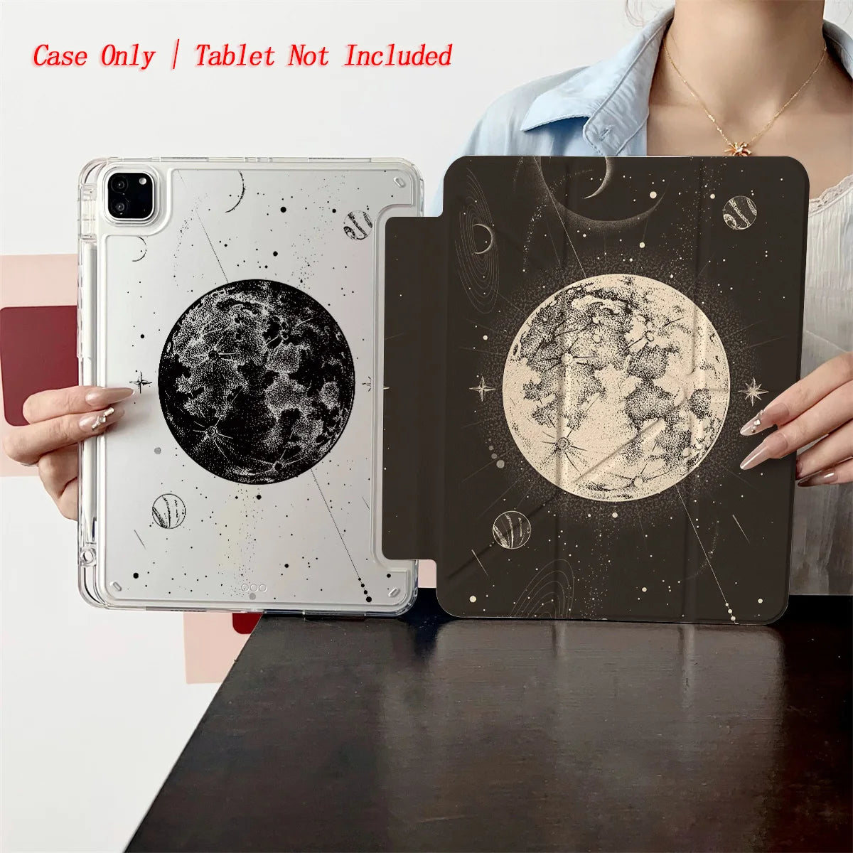 Starry Sky & Moon Y-Fold iPad Case – Shockproof TPU Cover for iPad Pro 11, Air 4, Mini 6 & 10th Gen