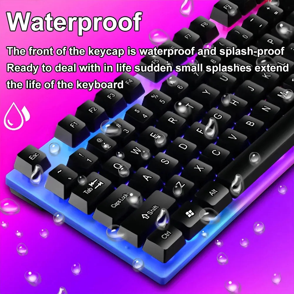RGB Backlit Mechanical-Feel Gaming Keyboard – 104 Keys, Waterproof, Wired USB