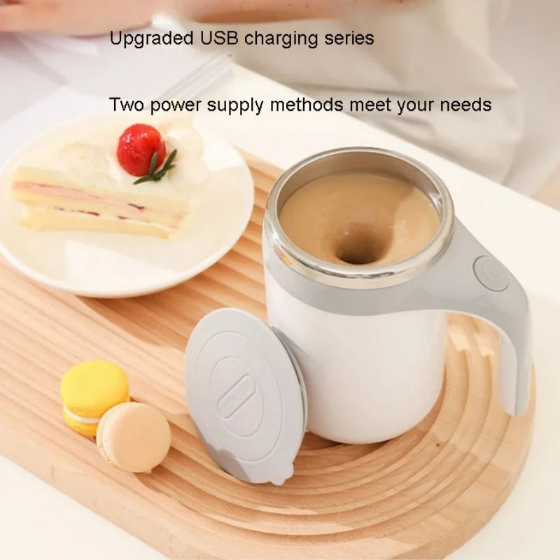 Self-Stirring Coffee Mug – Rechargeable Electric Mixing Cup (No Spoon Needed)