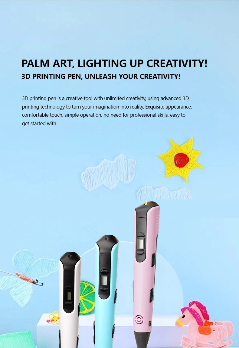 GlowPen Kids 3D Pen – PLA Filament, Power Adapter & Travel Case, Birthday Gift
