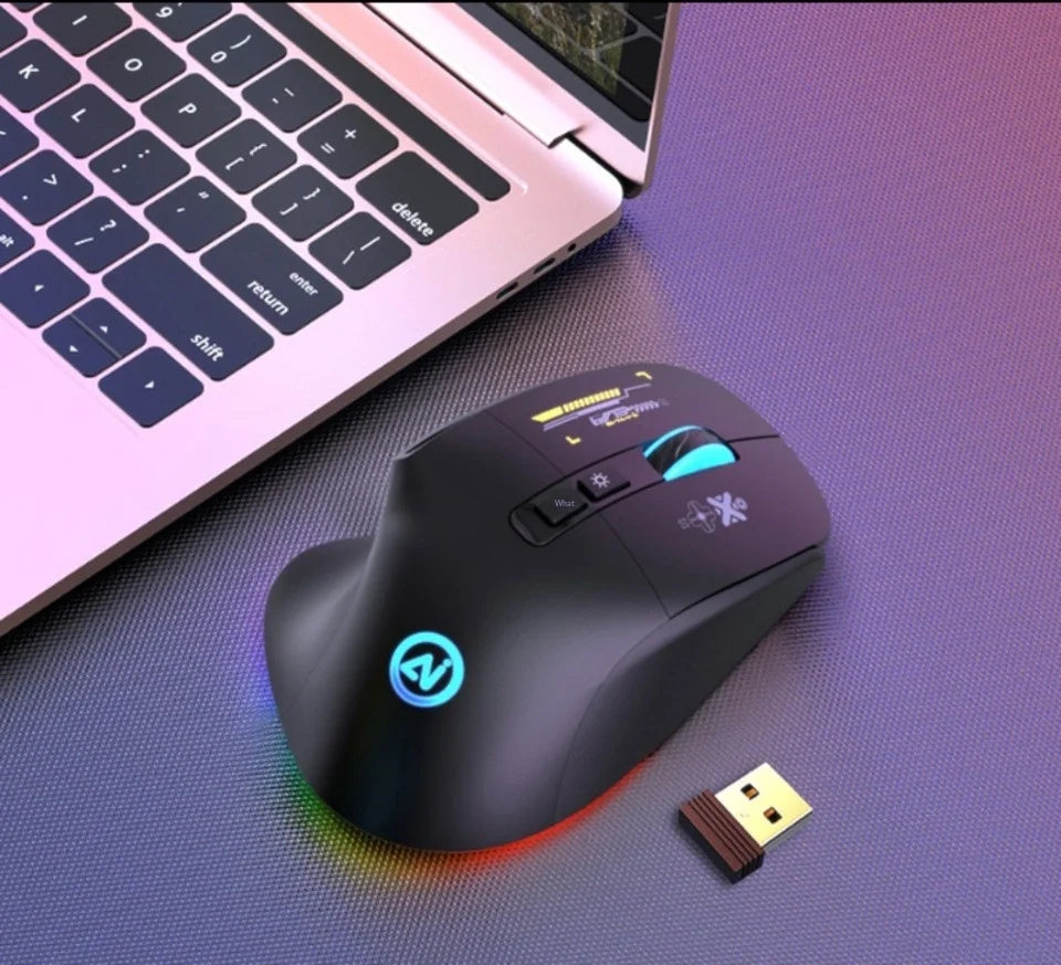 Inphic A9 Pro Three-Mode Gaming Mouse – RGB Light Pillar, 12800 DPI & Macro Driver