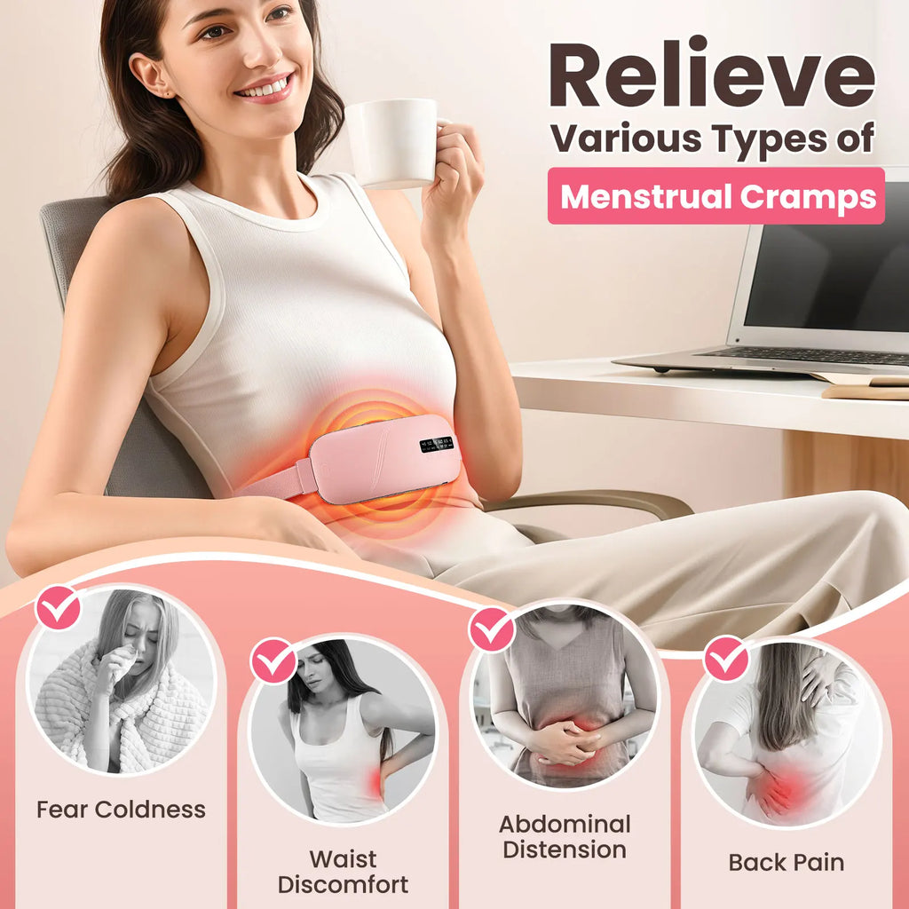 HeatWrap Electric Heating Pad – Menstrual Cramp Massager Belt with Vibration