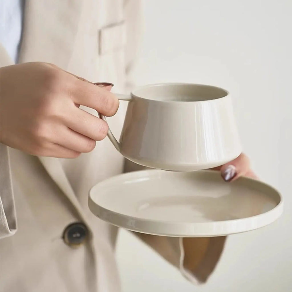 SaucerSip 320ml Ceramic Coffee Cup & Saucer – Elegant Office Tea Set