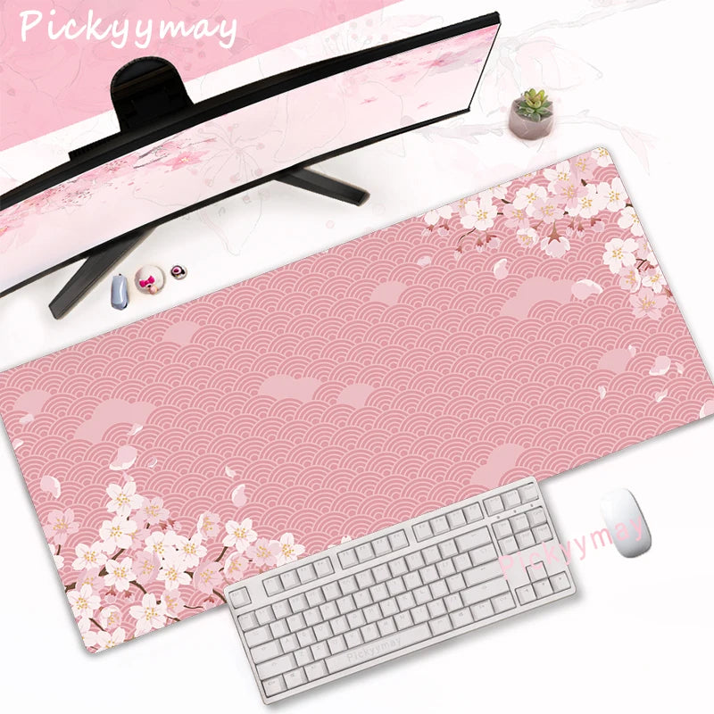 Sakura Bloom XL Desk Mat – Pink Cherry Blossom Gaming Mouse Pad (Extended Keyboard Mat)