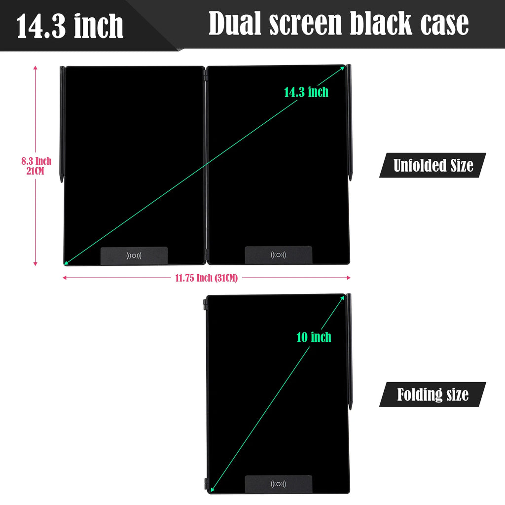 FoldWrite 14.3" Folding LCD Writing Tablet – Split Screen, Erasable