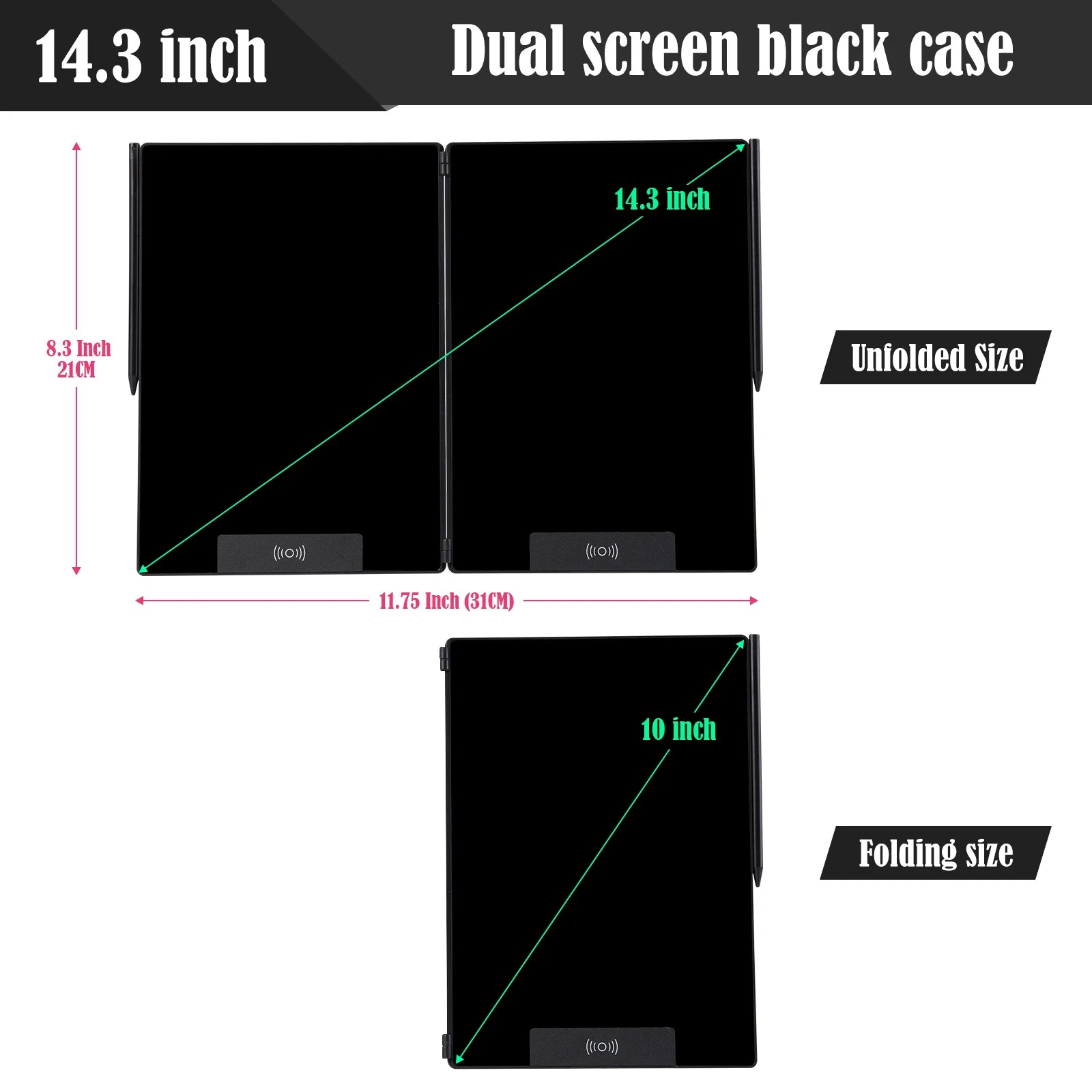 FoldWrite 14.3" Folding LCD Writing Tablet – Split Screen, Erasable