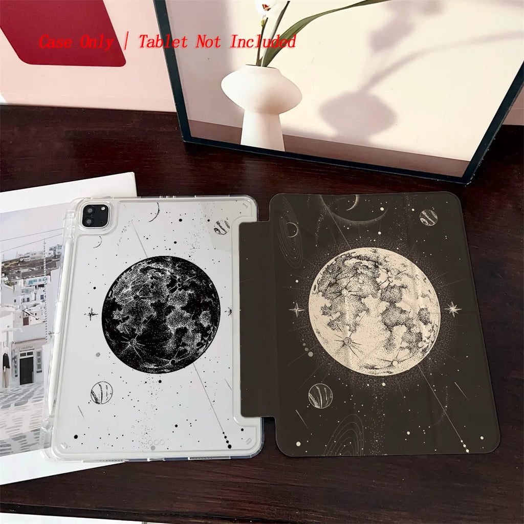 Starry Sky & Moon Y-Fold iPad Case – Shockproof TPU Cover for iPad Pro 11, Air 4, Mini 6 & 10th Gen