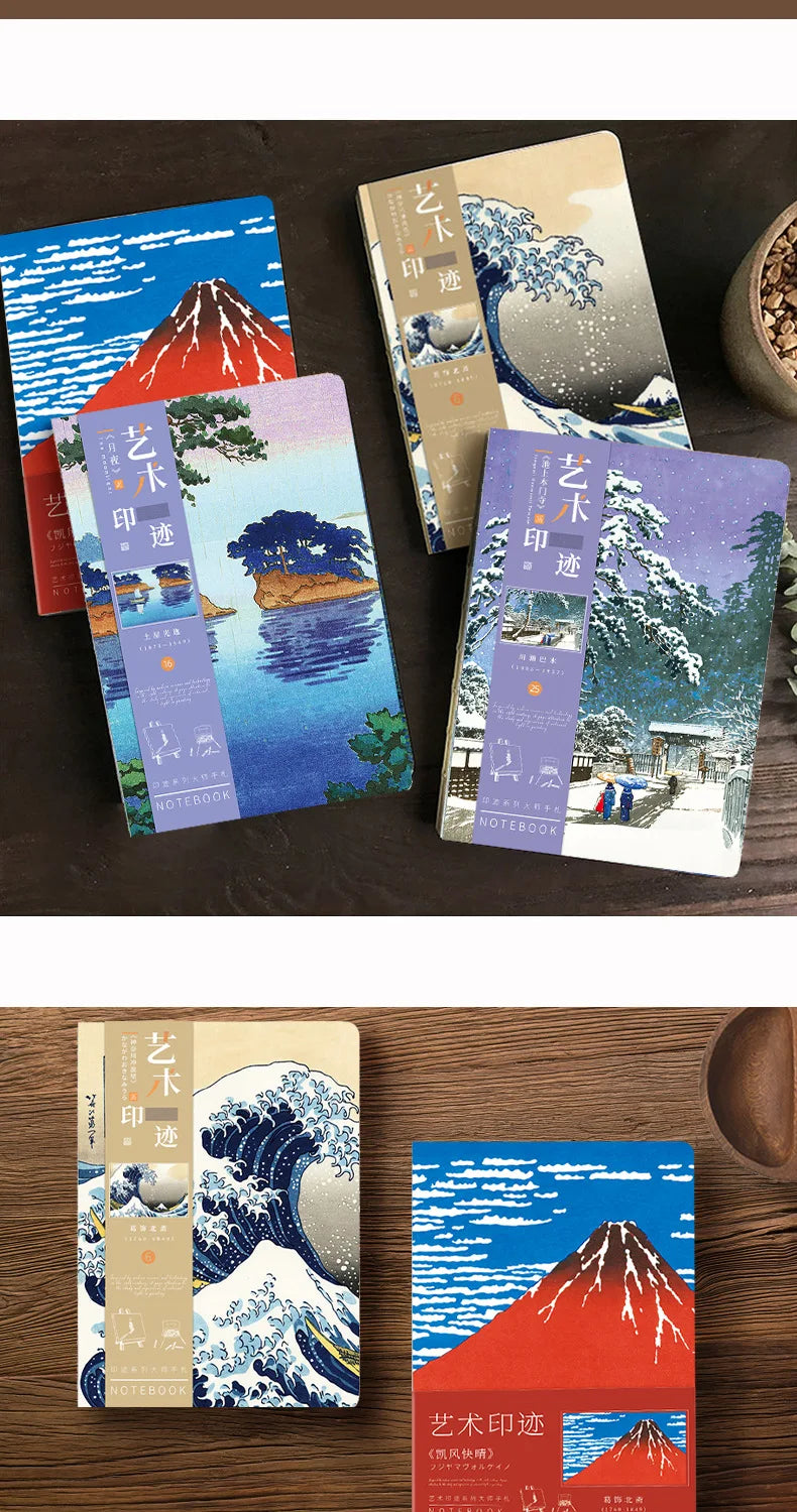 A5 Notebook Ukiyoe & Famous Painting Series Cover,80sheets/Book Writing Diary Recording Life Office Study Note Supplies CS-058
