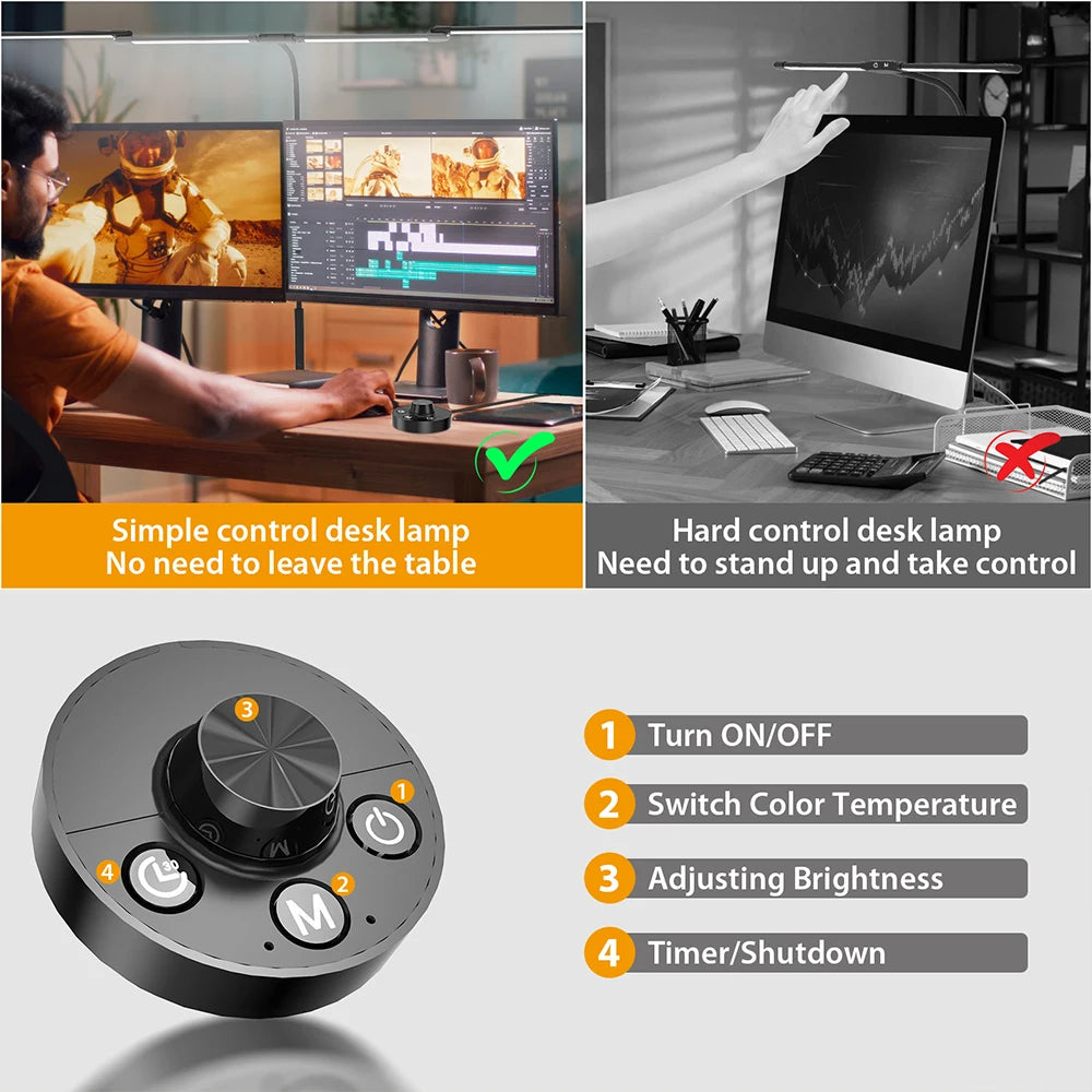 LED Architect Desk Lamp with Clamp – Adjustable Swing Arm Task Light | Eye-Care Dimmable Study & Office Lamp for Home Workstation